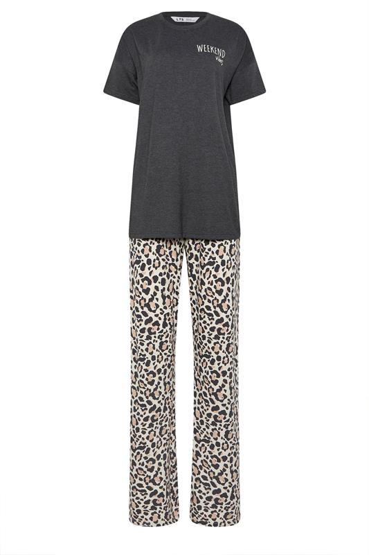 LTS Tall Women's Charcoal Grey 'Weekend Vibes' Slogan Pyjama Set | Long Tall Sally 6