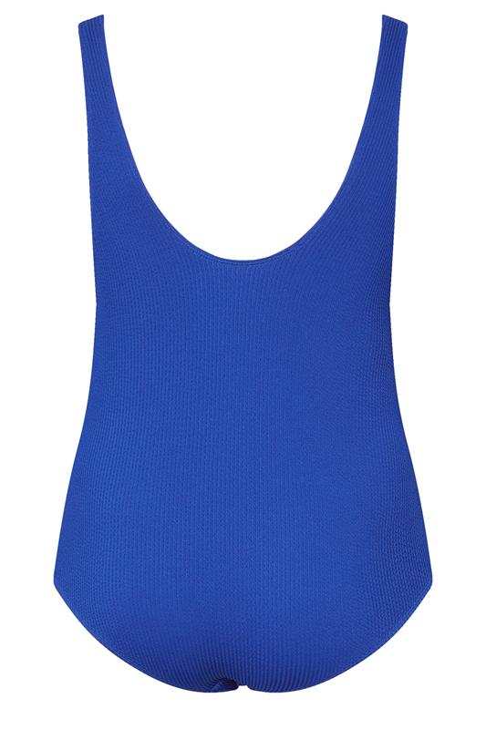 YOURS Plus Size Cobalt Blue Buckle Textured Swimsuit | Yours Clothing 8