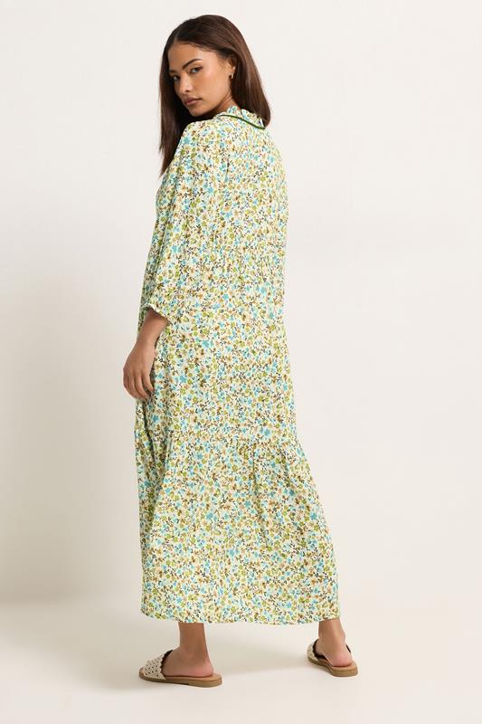 PixieGirl Petite Women's Green Floral Frill Midaxi Dress | PixieGirl 3