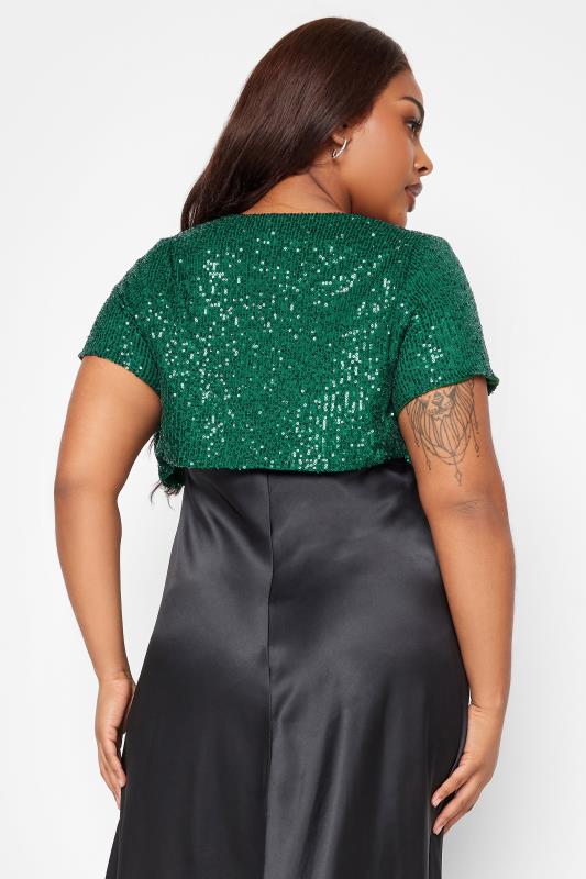 Plus Size YOURS LONDON Green Sequin Embellished Shrug Cardigan | Yours Clothing 4