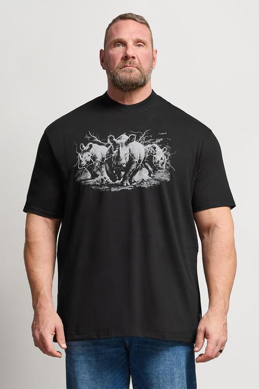 BadRhino Big & Tall Black Extra Long Rhino Graphic T-Shirt | BadRhino 1