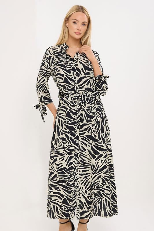  STAR Black Printed Shirt Dress