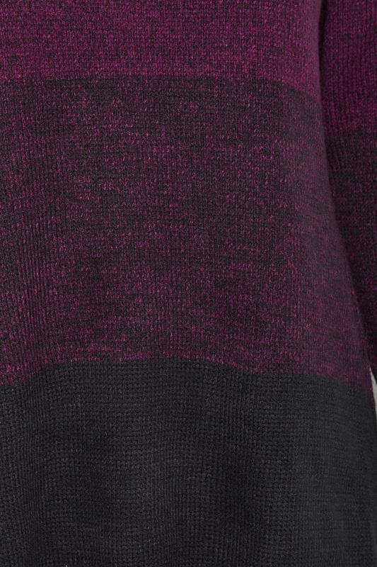 YOURS Plus Size Berry Red Colourblock Stripe Knitted Jumper | Yours Clothing 5