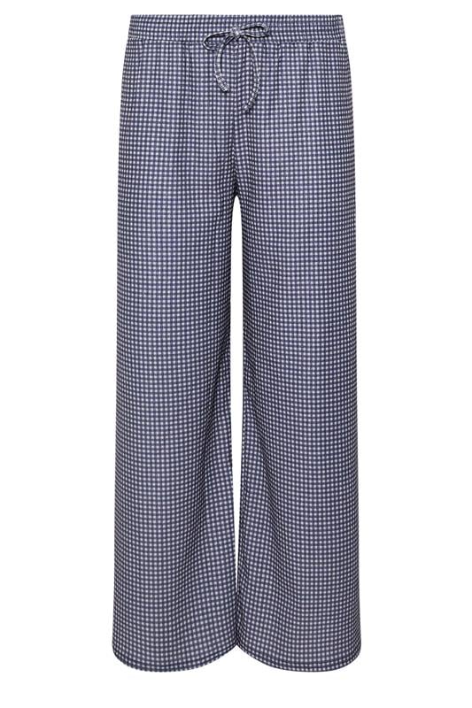 M&Co Petite Blue Check Wide Leg Trousers | M&Co 5