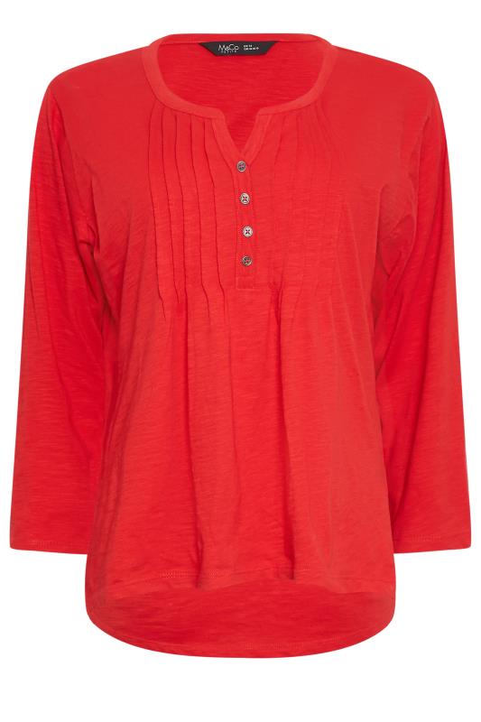 M&Co Petite Bright Red Cotton Henley Top | M&Co 6