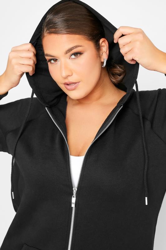 YOURS Plus Size Black Essential Zip Through Hoodie | Yours Clothing 4