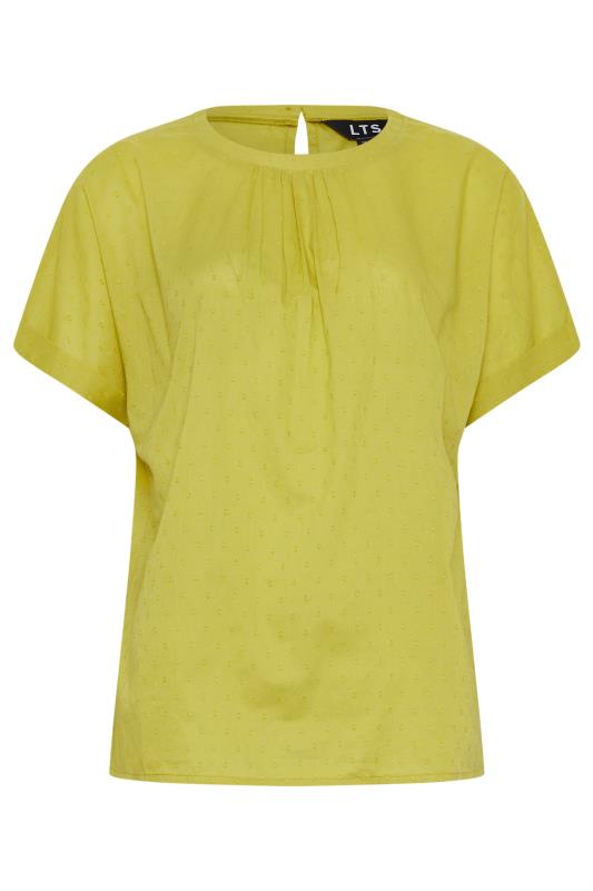 LTS Tall Green Short Sleeve Cotton Dobby Top | Long Tall Sally 5