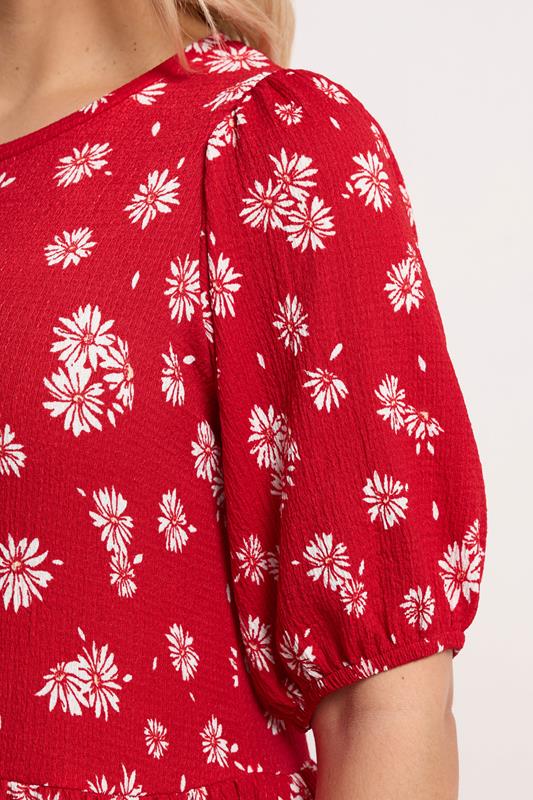 YOURS Plus Size Red Daisy Tiered Midi Dress | Yours Clothing 4