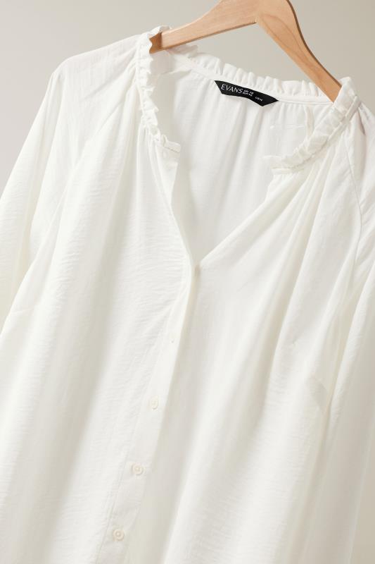 EVANS Plus Size White Frill Neck Blouse | Evans  6