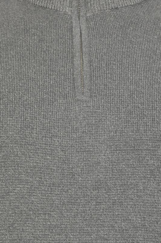 BadRhino Big & Tall Grey Milano Quarter Zip Knitted Jumper | BadRhino 1