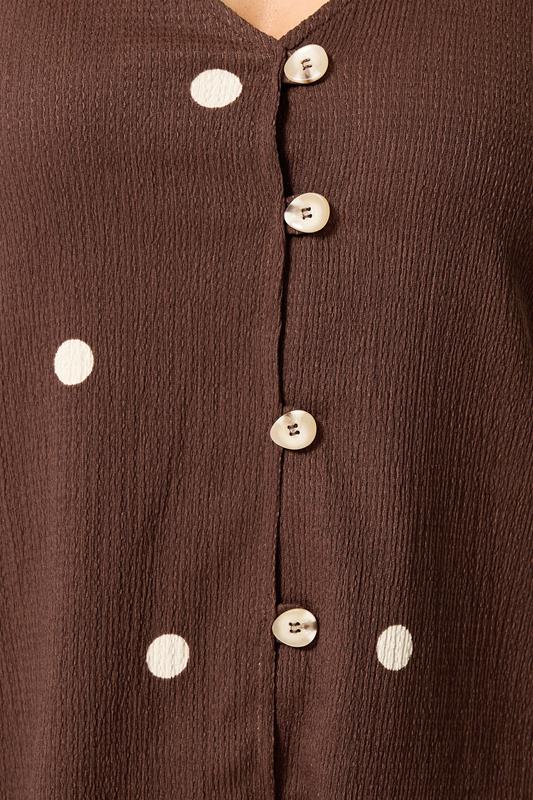 YOURS Plus Size Chocolate Brown Polka Dot Textured Waistcoat | Yours Clothing 4