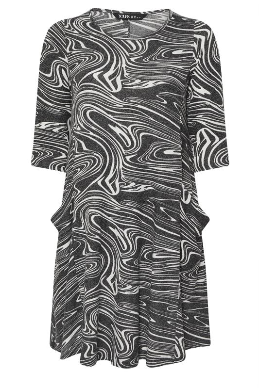 YOURS Plus Size Grey Abstract Soft Touch Pocket Dress | Yours Clothing 5