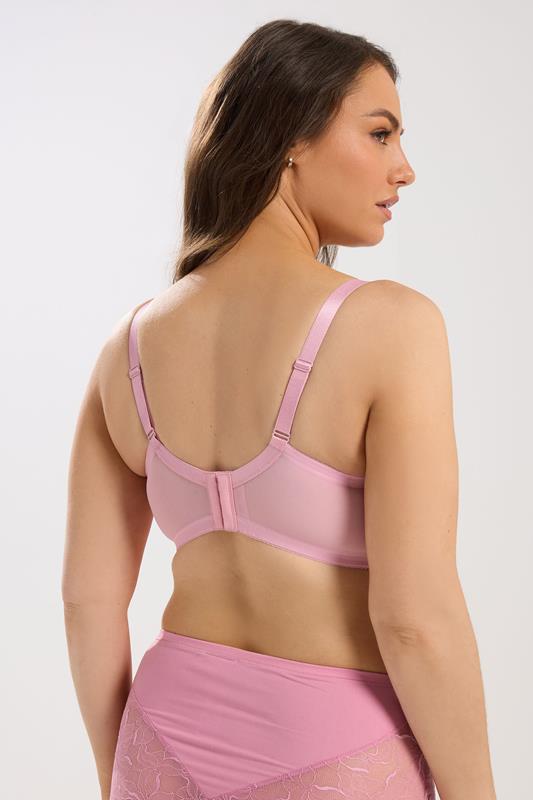 YOURS Plus Size Pink Swirl Lace Underwired Non-Padded Bra | Yours Clothing 2