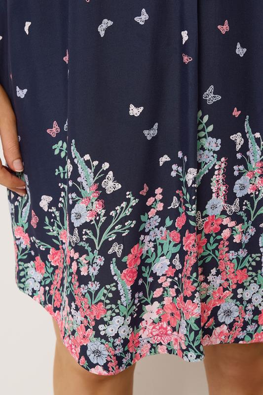 YOURS Plus Size Navy Blue Floral Tunic Dress | Yours Clothing 4