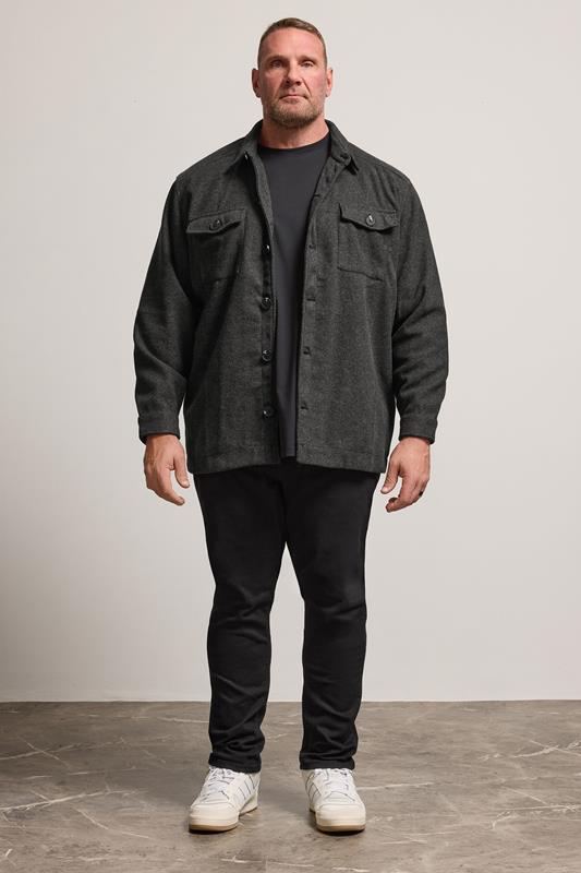 BadRhino Big & Tall Charcoal Grey Premium Button Down Shacket | BadRhino 1