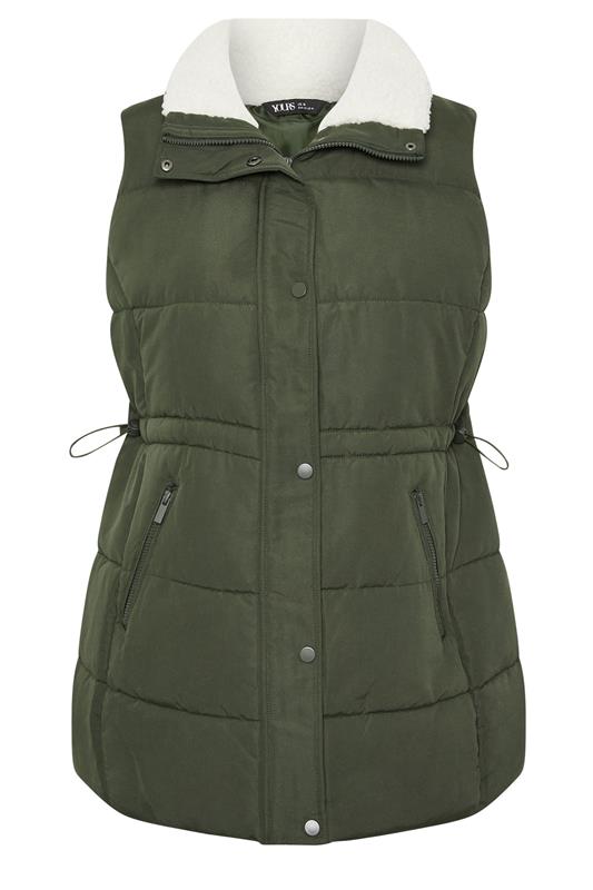 YOURS Plus Size Khaki Green Padded Gilet | Yours Clothing 7