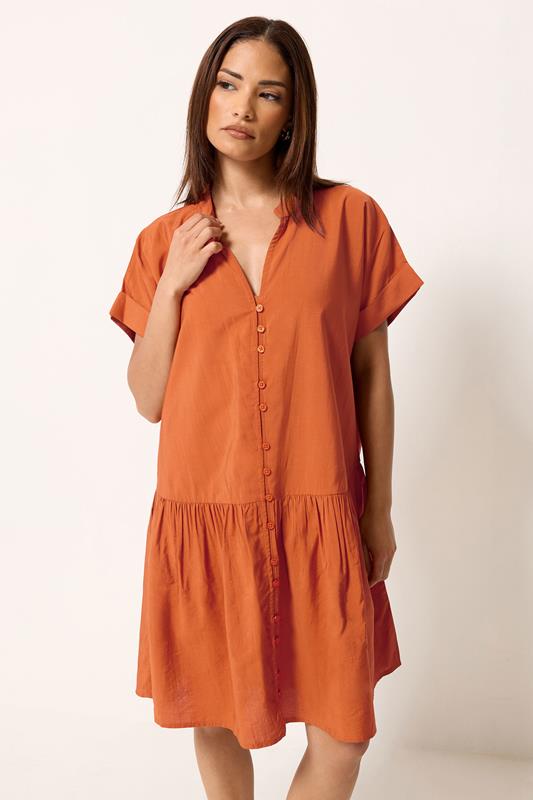PixieGirl Petite Orange Button Through Shirt Dress