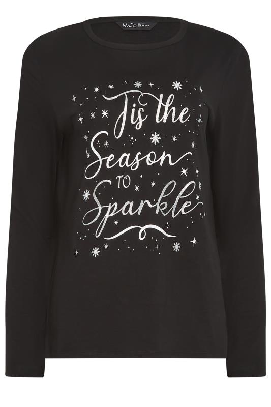 M&Co Black Christmas 'Tis the Season' Slogan Long Sleeve T-Shirt | M&Co 7