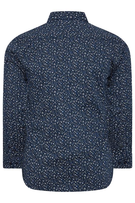 BadRhino Tailoring Big & Tall Navy Blue Micro Floral Print Formal Shirt | BadRhino 8