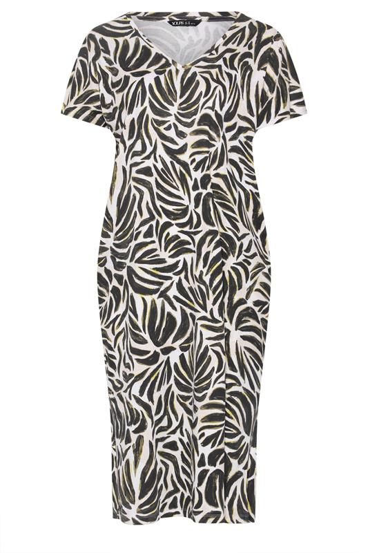 YOURS Plus Size Natural Brown & Green Leaf Print Dress | Yours Clothing 5