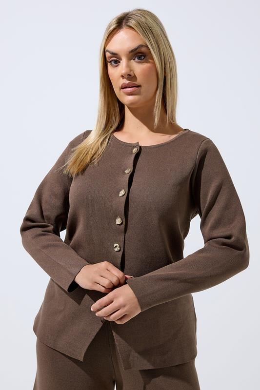  LIMITED COLLECTION Curve Chocolate Brown Compact Knitted Top