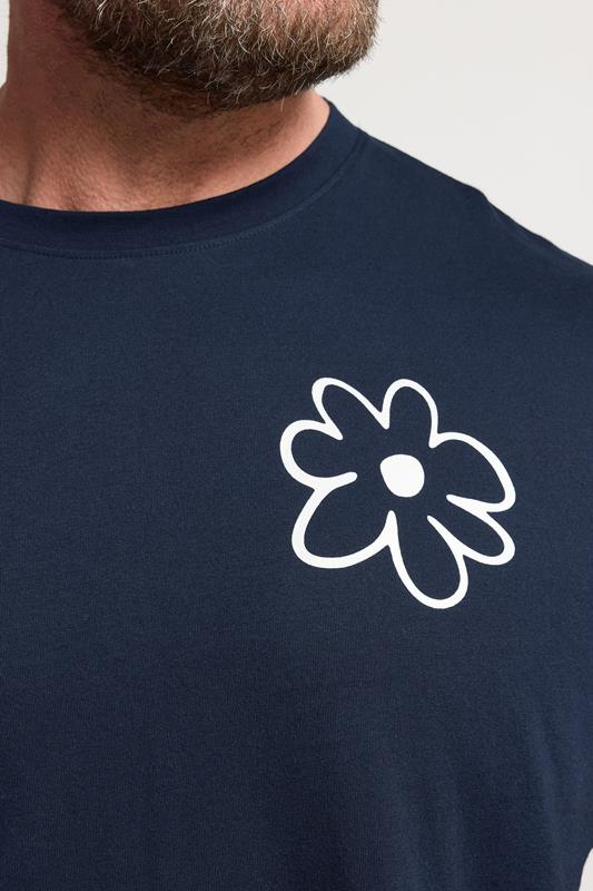 BadRhino Big & Tall Navy Blue Flower Graphic T-Shirt | BadRhino 7