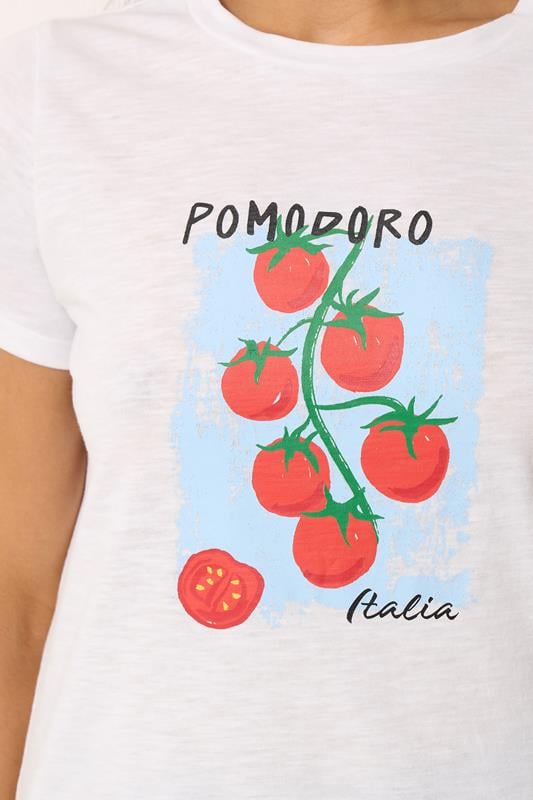 M&Co Petite White 'Pomodoro Italia' Graphic Print Cotton T-Shirt | M&Co 5