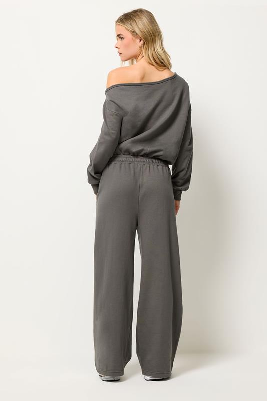 PixieGirl Petite Women's Grey Jersey Slouch Wide Leg Jumpsuit | PixieGirl 2