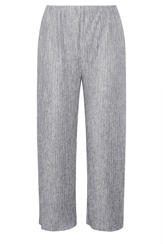 LIMITED COLLECTION Plus Size Grey Plisse Wide Leg Trousers | Yours Clothing 5