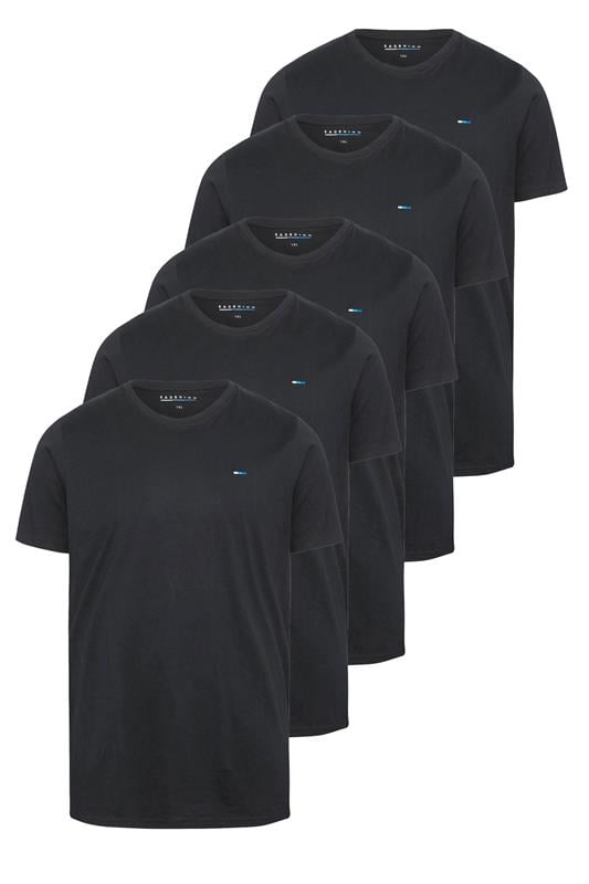 BadRhino Big & Tall 5 PACK Black Extra Long Core T-Shirts