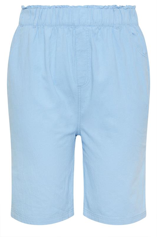 YOURS Plus Size Blue Textured Cotton Shorts | Yours Clothing 5