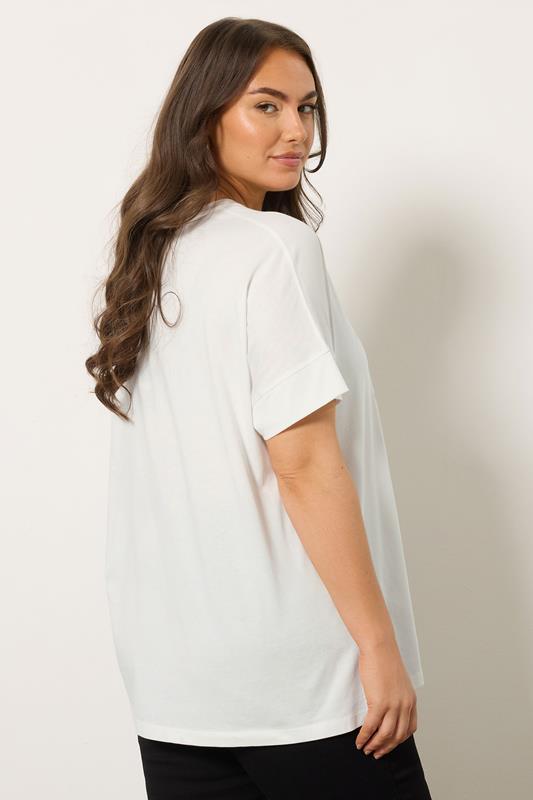 EVANS Plus Size Ivory White Floral Beaded Slogan Modal T-Shirt | Evans 2
