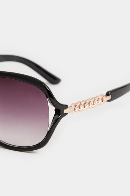 Black Oversized Chain Detail Sunglasses | Yours Clothing  3