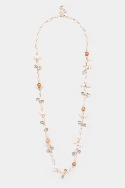 Gold Tone Beaded Long Necklace