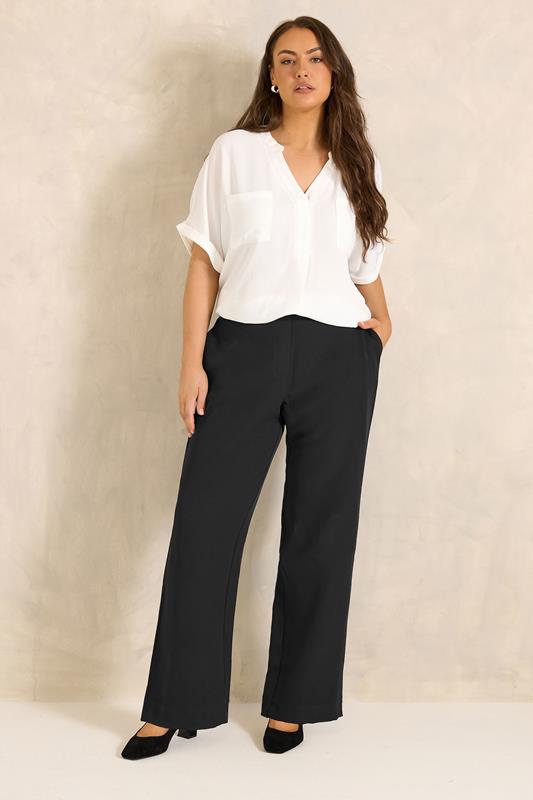 EVANS Curve Black Wide Leg Formal Trousers