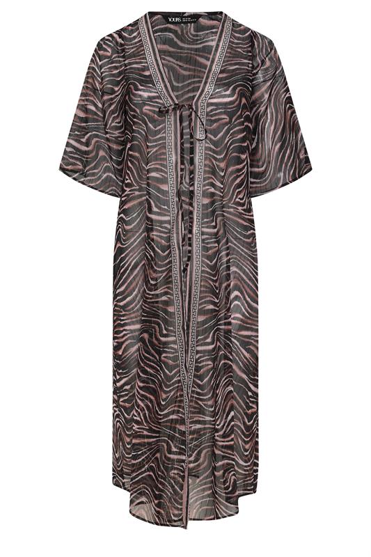 YOURS Plus Size Black Animal Chiffon Kimono | Yours Clothing 7