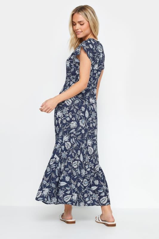 M&Co Petite Blue Floral Print Tiered Midi Dress | M&Co 3