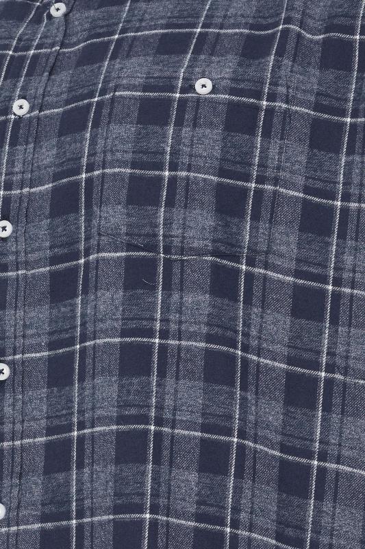 D555 Big & Tall Navy Blue Check Print Long Sleeve Shirt | BadRhino 1