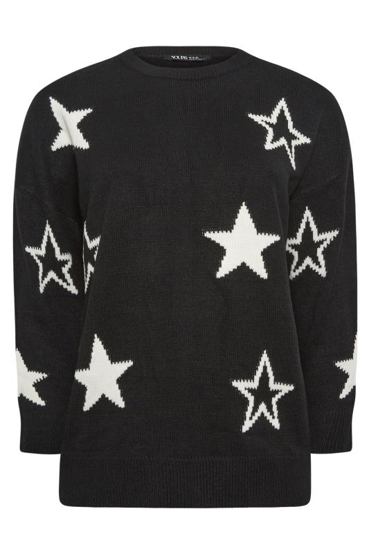 YOURS Plus Size Black Star Print Knitted Jumper | Yours Clothing 5