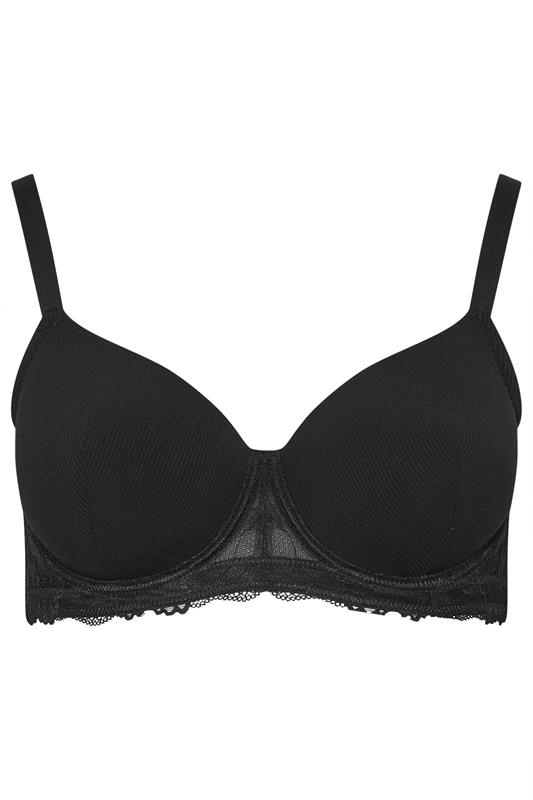 YOURS Plus Size Black Soft Touch Ribbed Underwired Bra | Yours Clothing 5