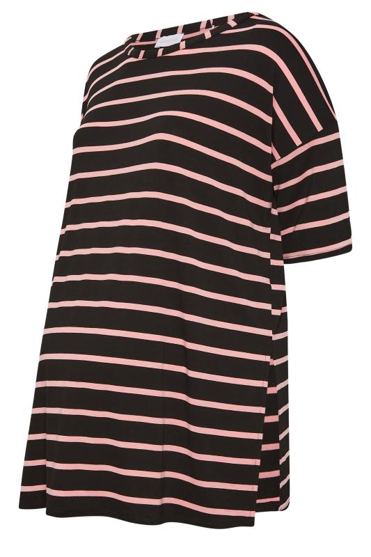 BUMP IT UP MATERNITY Plus Size Black Stripe Split Hem T-Shirt | Yours Clothing 6