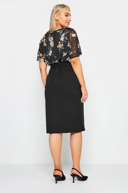 M&Co Black Floral Print 2 In 1 Tie Belt Dress | M&Co 2