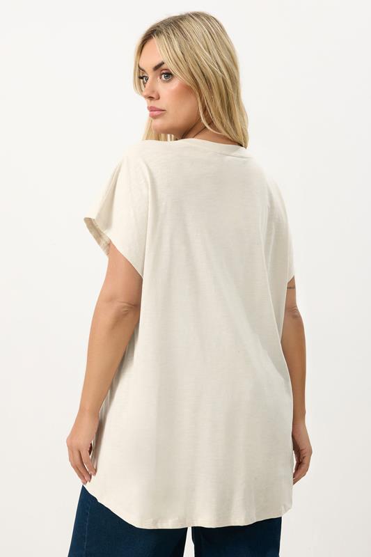YOURS Plus Size Ivory White Stud Grown-On Sleeve T-Shirt | Yours Clothing 2
