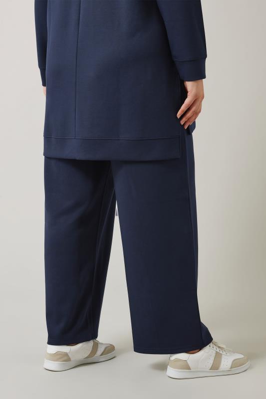 EVANS Plus Size Navy Blue Luxe Wide Leg Joggers | Evans 2