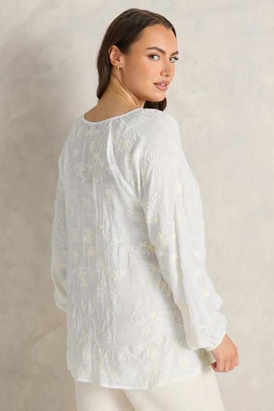 EVANS Plus Size Ivory White Floral Embroidered Blouse | M&Co 4