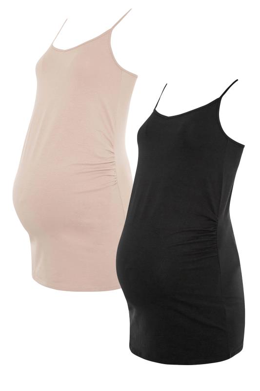 Tall Women's LTS 2 Pack Maternity Black & Nude Cami Vest Tops | Long Tall Sally 7