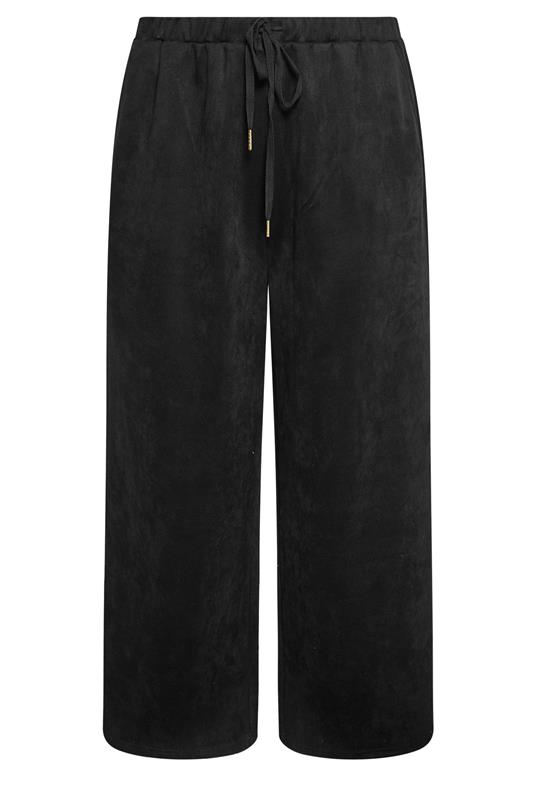 YOURS Plus Size Black Faux Suede Wide Leg Trousers | Yours Clothing 5