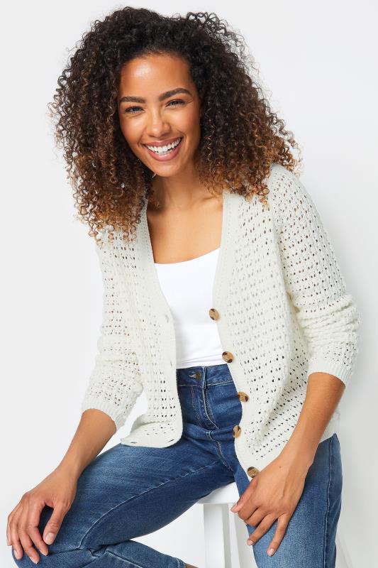M&Co Ivory White Button Down Crochet Cardigan | M&Co 1