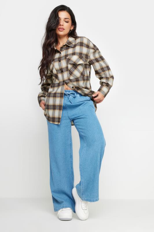 PixieGirl Petite Women's Beige Brown Check Shirt | PixieGirl 4