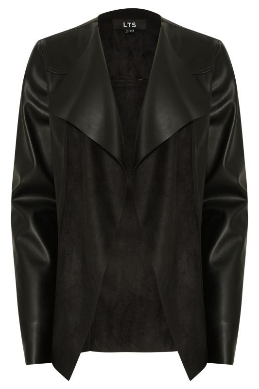 Tall Women's LTS Black Faux Leather Waterfall Jacket | Long Tall Sally  6